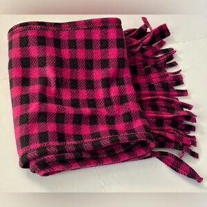 Hot Pink & Black Plaid Fleece Scarf, Soft, Warm, Trendy Winter Accessory
